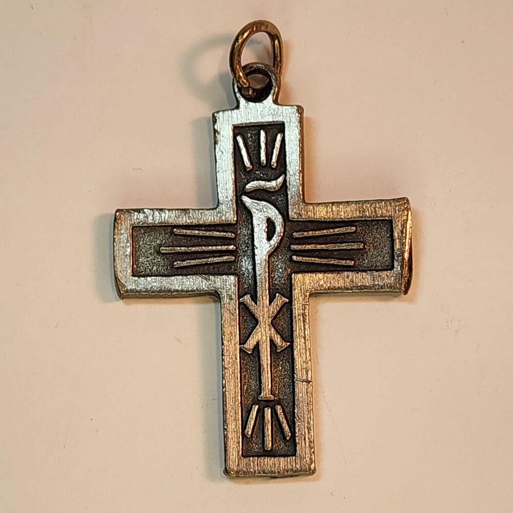 Vintage 1970s Christ is counting on you cross pendant Religious Christian